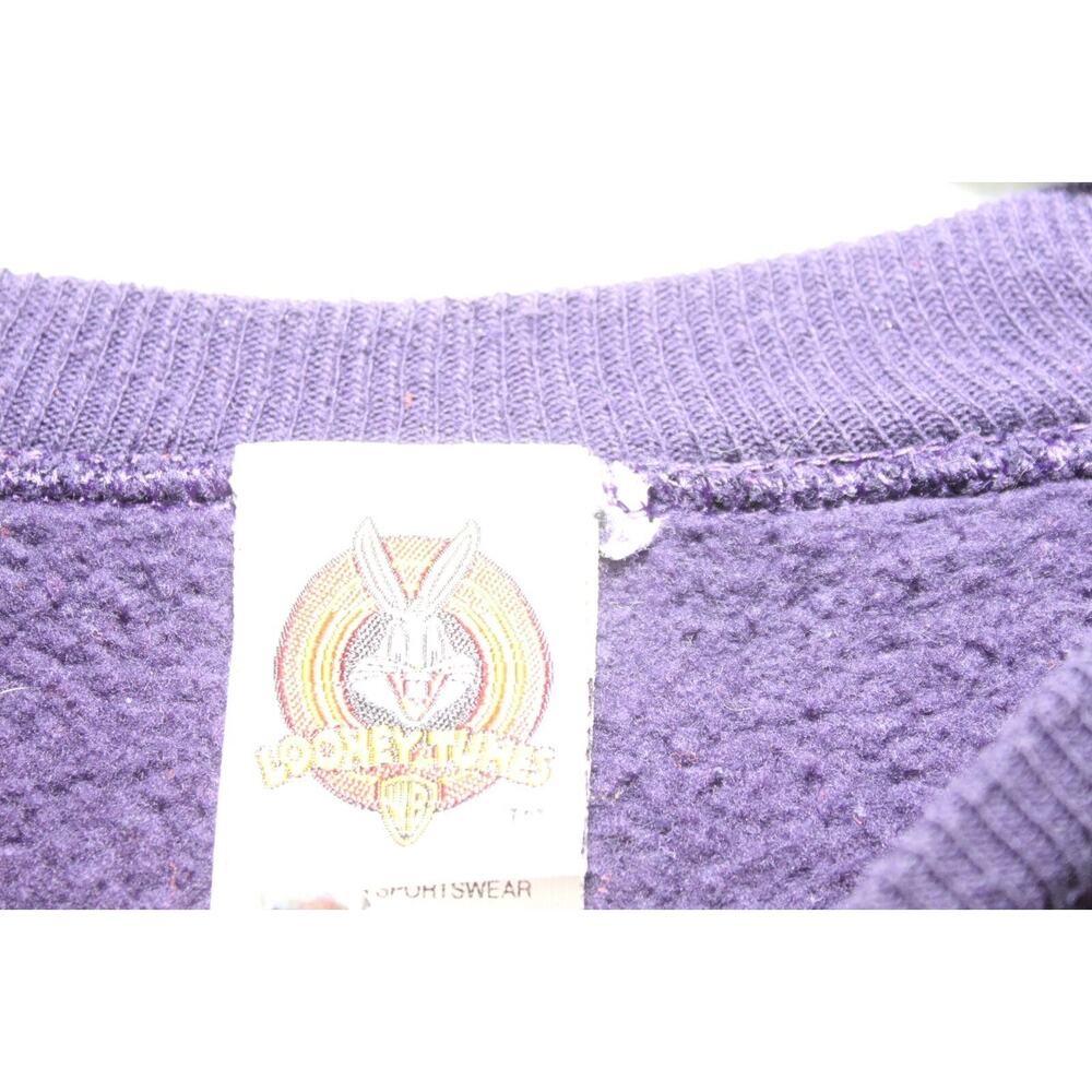 Vintage 1996 Marvin the Martian x Looney Tunes Crew Sweatshirt Purple XL H12289 - Picture 5 of 10